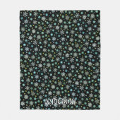 Snowflakes Modern Chic Elegant Black Aangepaste na Fleece Deken (Voorkant)