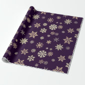 Snowflakes Naadloos Patroon Paarse Kerstmis Cadeaupapier (Uitgerold)