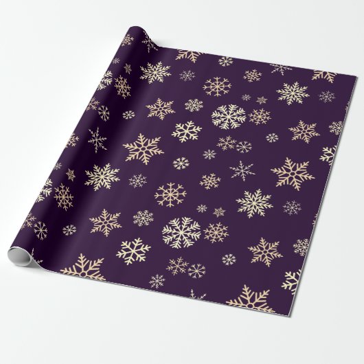 Snowflakes Naadloos Patroon Paarse Kerstmis Cadeaupapier (Uitgerold)