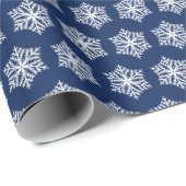 Snowflakes Navy Blue Winter Feestdagen Cadeaupapier (Rol Hoek)