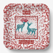 Snowflakes Nordic Merry Kerstreindeer Scandia Papieren Bordje (Voorkant)