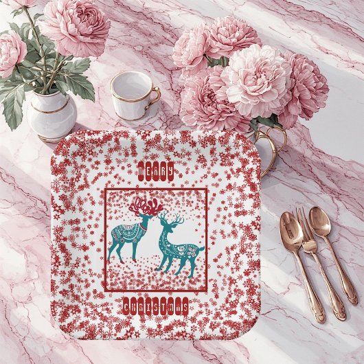 Snowflakes Nordic Merry Kerstreindeer Scandia Papieren Bordje