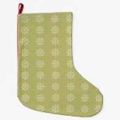 Snowflakes Olive Green Xmas Feestdagen Kerstmis Grote Kerstsok (Voorkant)