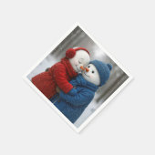 Snowflakes on Snowman Couple in Winter Forest Servet (Hoek)