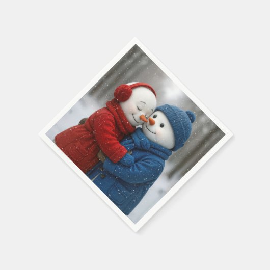 Snowflakes on Snowman Couple in Winter Forest Servet (Hoek)