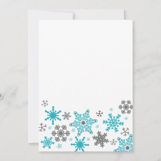 Snowflakes ONEderland Verjaardag Uitnodiging-Aqua Kaart (Achterkant)