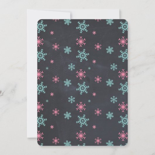 Snowflakes op Black Classy Wintery Wedding Invite Kaart (Achterkant)