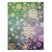 Snowflakes op blauwe denim-Stropdas-kleurstof Notitieboek (Voorkant)