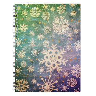 Snowflakes op blauwe denim-Stropdas-kleurstof Notitieboek