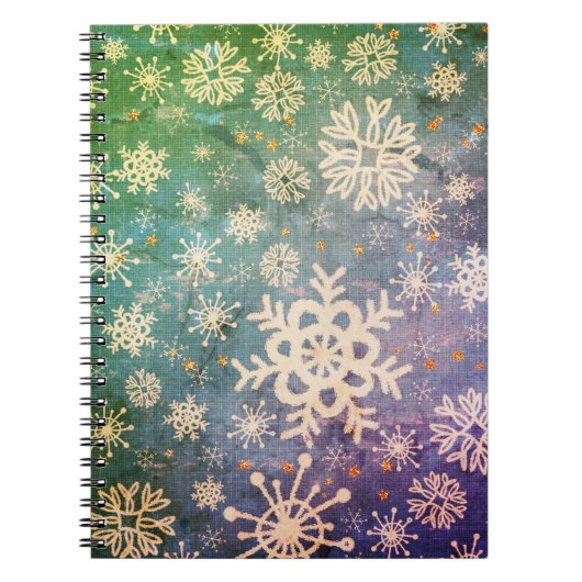 Snowflakes op blauwe denim-Stropdas-kleurstof Notitieboek (Voorkant)