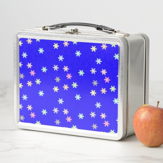 Snowflakes op blauwe doos (In situ)