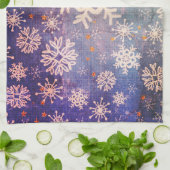 Snowflakes op Blue Denim Stropdas-dye Kitchen Theedoek (Gevouwen)