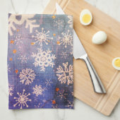 Snowflakes op Blue Denim Stropdas-dye Kitchen Theedoek (Quarter Fold)
