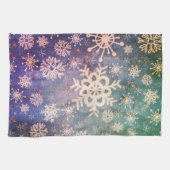 Snowflakes op Blue Denim Stropdas-dye Kitchen Theedoek (Horizontaal)