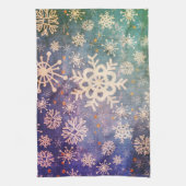 Snowflakes op Blue Denim Stropdas-dye Kitchen Theedoek (Verticaal)