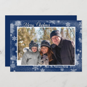 Snowflakes op Blue Merry-kerstfoto Kaart