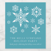 Snowflakes op de feestdag van Turquoise Wijn Etiket (Enkel label)