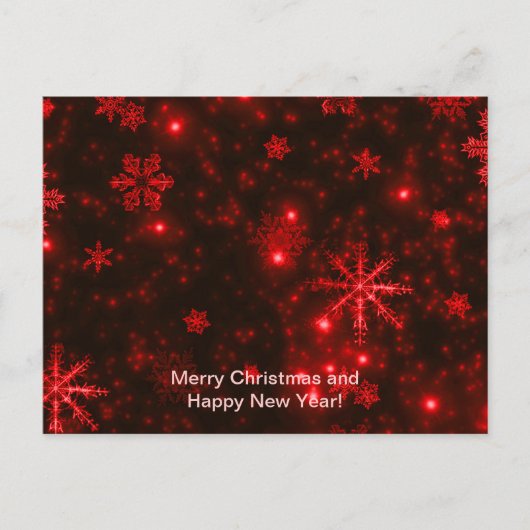 Snowflakes op diepe rode achtergrond feestdagenkaart (Voorkant)