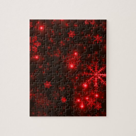 Snowflakes op diepe rode achtergrond legpuzzel (Verticaal)