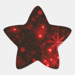 Snowflakes op diepe rode achtergrond ster sticker