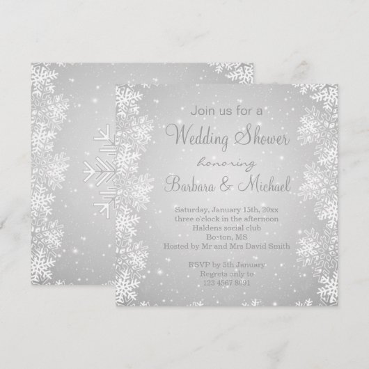 Snowflakes op grijze achtergrond Weddenschappen Kaart (Voorkant / Achterkant)