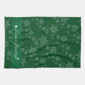 Snowflakes op groene achtergrond theedoek (Horizontaal)