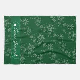 Snowflakes op groene achtergrond theedoek