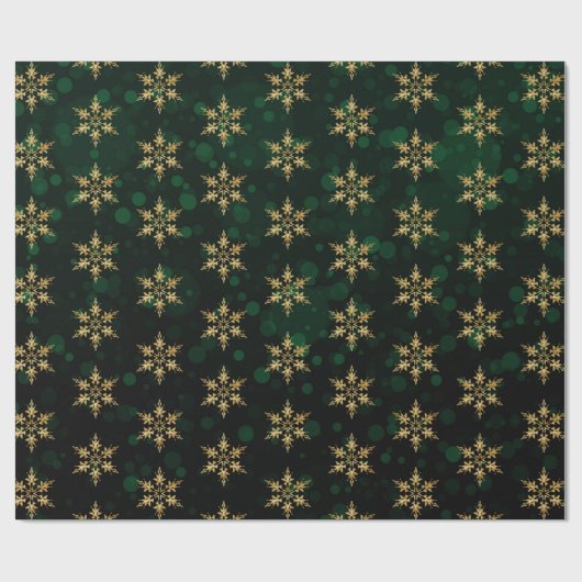 Snowflakes op groene bokeh Folie Cadeaupapier (Vlak)