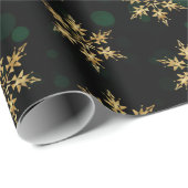 Snowflakes op groene bokeh Folie Cadeaupapier (Rol Hoek)