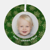 Snowflakes op groene foto glas ornament (Achterkant)