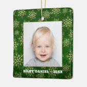 Snowflakes op groene foto keramisch ornament (Links)