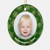 Snowflakes op groene foto keramisch ornament (Links)