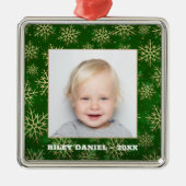 Snowflakes op groene foto metalen ornament (Voorkant)