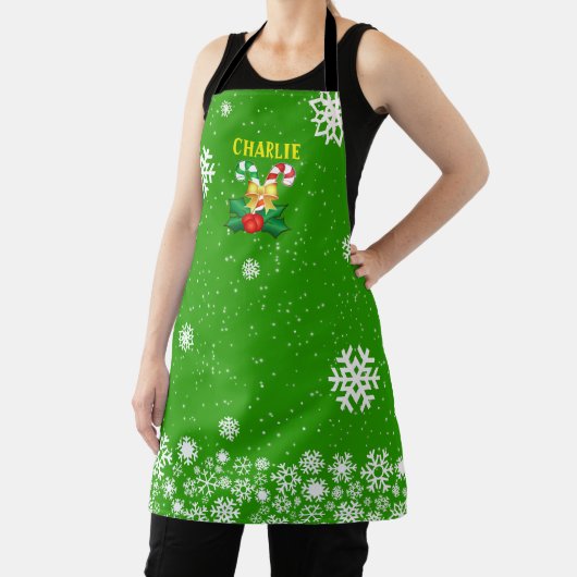 Snowflakes op groENSE Snowflakes Schort (Insitu)