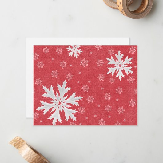 Snowflakes op het Briefkaart van kerstavond (Voorkant / Achterkant in situ)