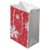 Snowflakes op het Briefkaart van kerstavond Medium Cadeauzakje (Voorkant Gekanteld)