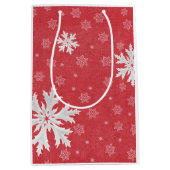 Snowflakes op het Briefkaart van kerstavond Medium Cadeauzakje (Voorkant)