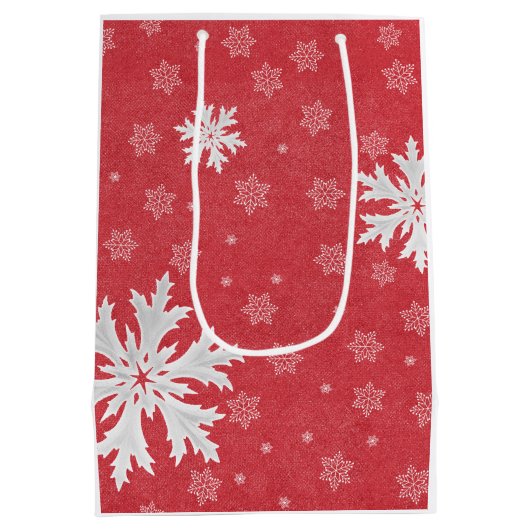 Snowflakes op het Briefkaart van kerstavond Medium Cadeauzakje (Achterkant)
