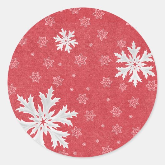 Snowflakes op het Briefkaart van kerstavond Ronde Sticker (Voorkant)