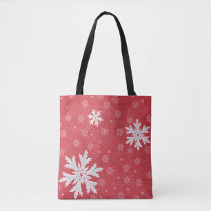 Snowflakes op het Briefkaart van kerstavond Tote Bag