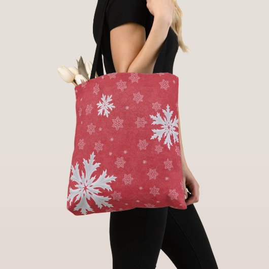 Snowflakes op het Briefkaart van kerstavond Tote Bag (Dichtbij)