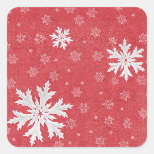 Snowflakes op het Briefkaart van kerstavond Vierkante Sticker