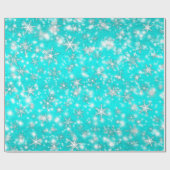 Snowflakes op kerst Sparkles in Turquoise Cadeaupapier (Vlak)