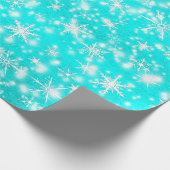 Snowflakes op kerst Sparkles in Turquoise Cadeaupapier (Hoek)