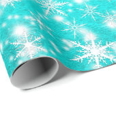 Snowflakes op kerst Sparkles in Turquoise Cadeaupapier (Rol Hoek)