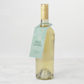 Snowflakes op Mint Green Kerstfeestdag Flessenhanger (Schuin)