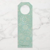 Snowflakes op Mint Green Kerstfeestdag Flessenhanger (Achterkant)