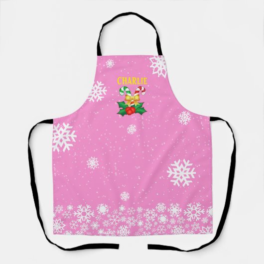 Snowflakes op PINK Schort (Voorkant)