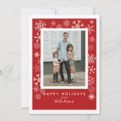 Snowflakes op Red Single Photo met Kerstmis Feestdagenkaart (Voorkant)