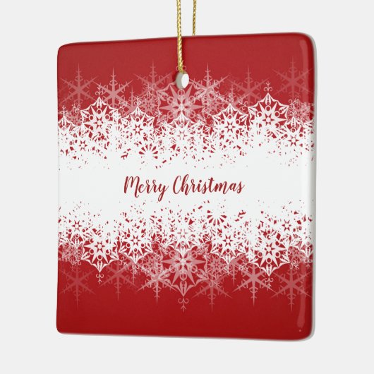 Snowflakes op rode kerst keramisch ornament (Links)